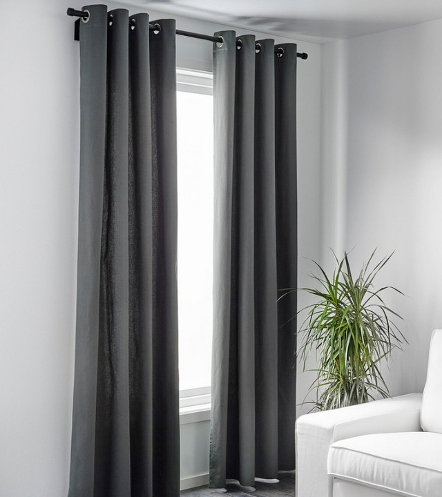 Cotton room darkening curtains - charcoal grey in Window Treatments in Gatineau