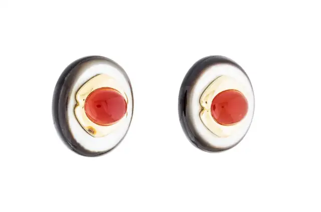 KAI-YIN LO Mother Of Pearl Doublet & Carnelian Earclips62863267532929121
