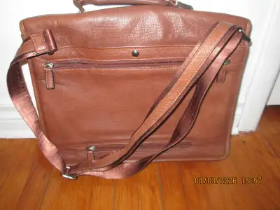New,Camel Brown Leather BriefCase, Crossbody, Shoulder Bag, View more