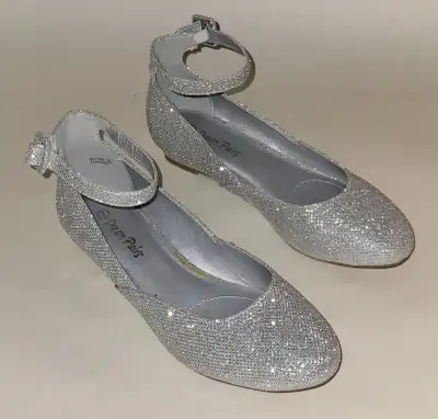 Two pair: Flat shoes with strap & slip on