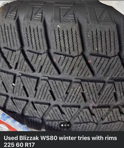 Fairly used lots of life left.Bridgestone Blizzak Tires Shoot me a offer .