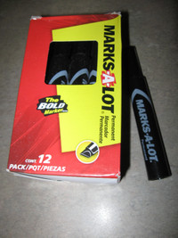 New Box of 12 Black Marks-a-Lot Permanent Markers