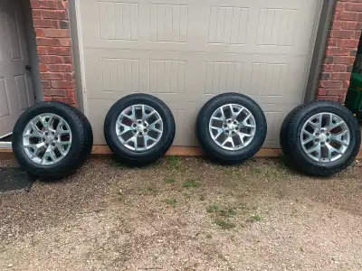 Factory Rims and Tires from 2017 Sierra/Silverado Has minimal tread and pitting on rims, otherwise g...