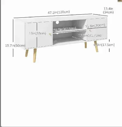 Brand new packed tv trolly HOMCOM 55-Inch TV Stand with Storage, White Entertainment Unit for Living...