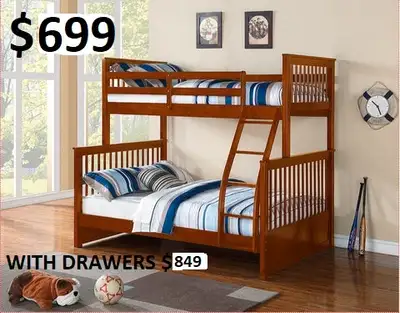 MIKE HAS SINGLE/DOUBLE BUNK BEDS, MANY COLOURS STARTING AT $529, View more