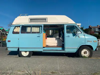 Serious inquiries only please! Selling my beloved 1976 GMC Rally camper van. Runs great, no mechanic...