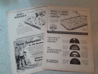 2 ANNONCES PUBLICITAIRE VINTAGES DE JEUX DE HOCKEY SUR TABLE