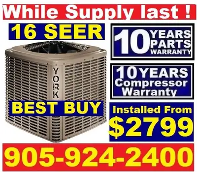 YORK 16 SEER Air Conditioner with 10 Years Parts & compressor warranty*** Scroll Compressor with 10...