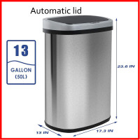 BRAND NEW 50L silver automatic Garbage Can