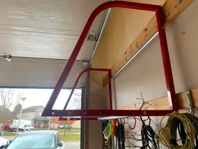 Wall mounting tire storage rack holds 4 tires Size 28”D x 52”W x 28”H Purchased at Canadian Tire for...