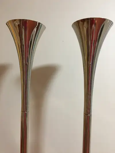 Vintage Laurel Fluted Chrome Torchiere Floor Lamps, 1 pair, View more