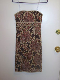 Floral Print strapless Dress (brown) - Size 2 - Never Worn