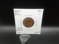 1904 German East Africa 1 Heller bronze EF J coin!!!