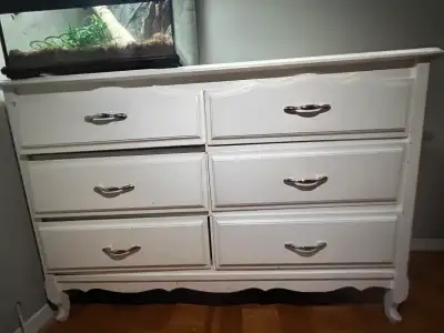 Bureau de chambre en bois couleur blanc à 6 tiroirs, View more