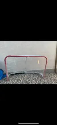Hockey net and rollerblades 