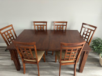 Pristine solid wood dining set - 6 chairs included