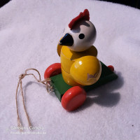 The Czech Super Chick, Antique Czechoslovakian Wood Pull Toy