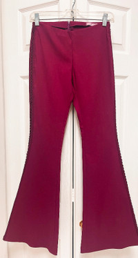 Burgundy Flare Pant with Sexy Side Seam Detail, size S