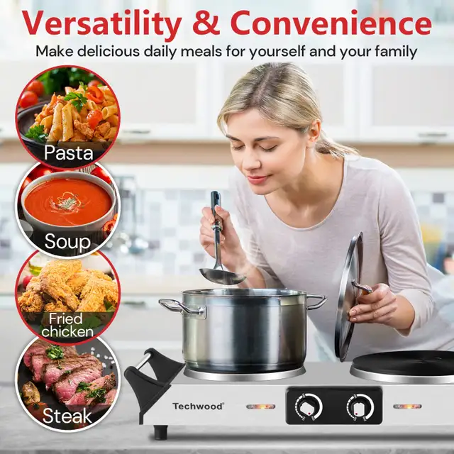 Techwood Double Burner for Cooking- 1800W in Stoves, Ovens & Ranges in Markham / York Region - Image 3