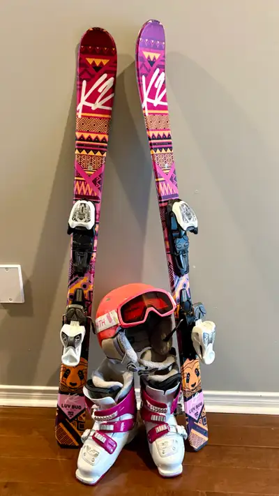K2 Luv Bug Skis + Boots Helmet and Goggles for kids, View more