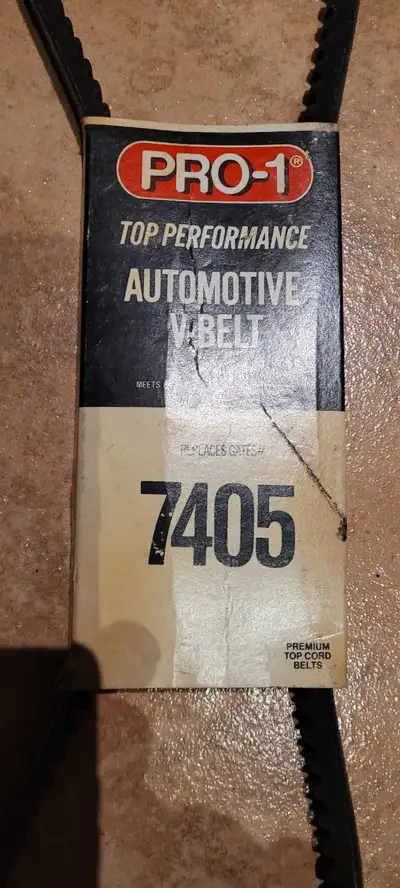New Pro-1 V-Belt replaces Dayco 15405 or Gates 7405 V-Belt. Can ship at buyers expense.