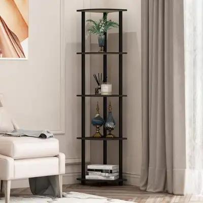 New 5-Tier Espresso Corner Display Shelves, View more
