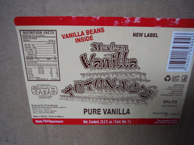 Pure Mexican Vanilla 1 liter bottle Clear or Dark in Health & Special Needs in Edmonton