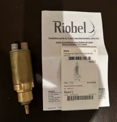 brand new Riobel cartridge kit with pin, model type T/P, XX23-93-46, and reference number 0924. This...