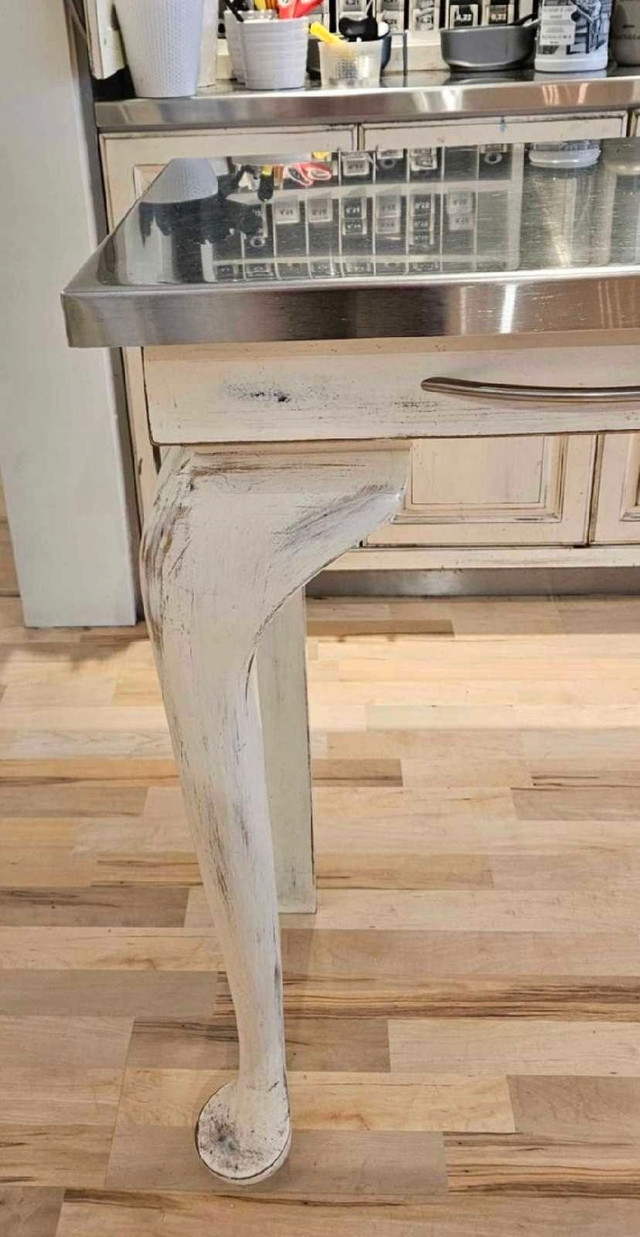 Super long Wood Distressed table/Island with Stainless Steel top in Other Tables in Mississauga / Peel Region - Image 3