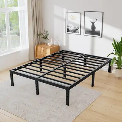 Like new steel Queen bed frame, sturdy, very compact, View more