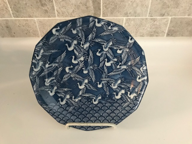 Vintage Cobalt Dodecagon Takahashi Plate with Cranes - Japan in Arts & Collectibles in Markham / York Region - Image 3