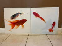 2 x Goldfish fantail calico art print decor - Urban Barn