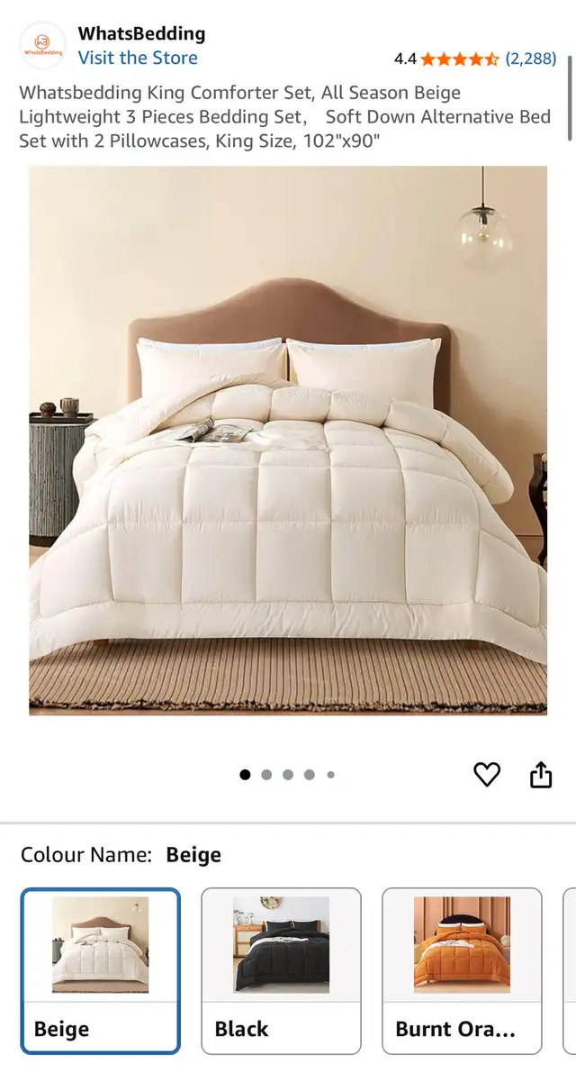 King Comforter Set, All Season Beige in Bedding in Hamilton - Image 2