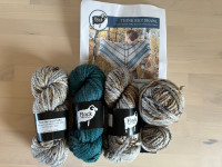 Knitting, Shawl Kit, Lovely Hand Dyed Merino Yarn, Flock Fibre 