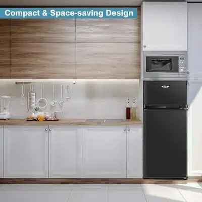 COSTWAY Compact 2-Door Refrigerator – Black, Model EP22756US-BK in Refrigerators in Mississauga / Peel Region - Image 4