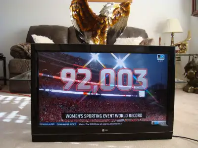 This 37 inch LG tv has a remote control but no stand. The corner & swivel tv stand is 30"Wx19"Dx20.5...