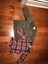 Toddler kid Size 2 jacket/coat & flannel long sleeve shirt -used