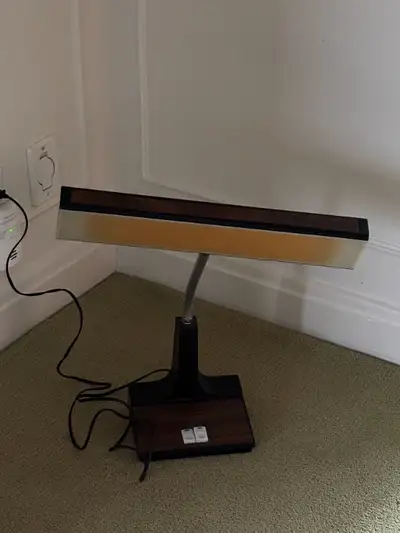 Vintage Faux-Wood Panel Fluorescent Desk Lamp - max. 19.5" tall, View more