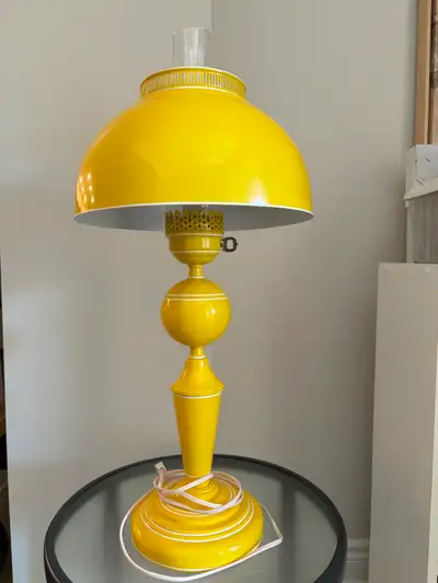 Mid-Century Modern Yellow Metal Table Lamp, View more