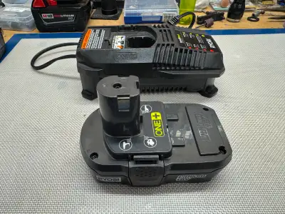 Ryobi 18V ONE 2Ah battery (P102) and charger, View more