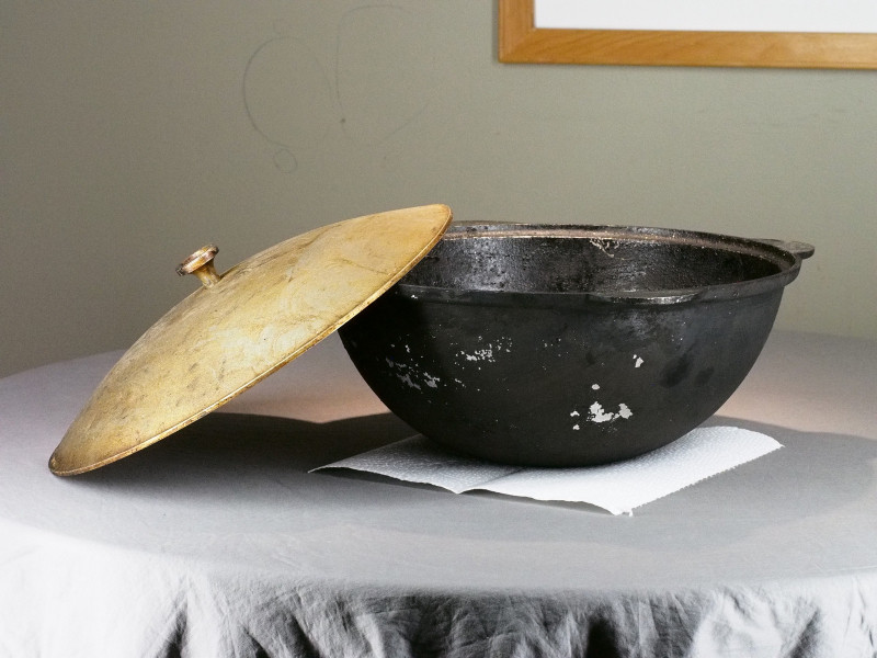 Cast wok kazan 15,5" with lid for sale  