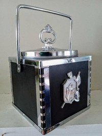 Mid Century Modern "Medieval" Black and Silver Ice Bucke