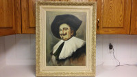 Antique musketeer oil painting.