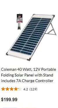 Coleman 40 Watt Solar Panel ($199 Brand New)