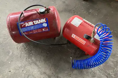 Air Works and Motomaster portable air tanks reservoir that allows you to store and bring compressed...