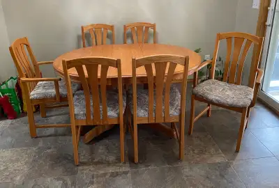 Solid Oak Dining Table and Chairs, View more