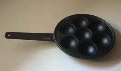 Vintage Aebleskiver Cast Iron Pan Egg Poacher Danish Cake Balls, View more