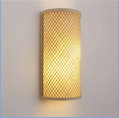 Aeyee Rustic Bamboo Wall Sconce Boho Wall Lamp, Cute Rattan Ligh, View more