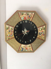 Vintage Persian khatam kari marquetry wall clock. 17”X17”.