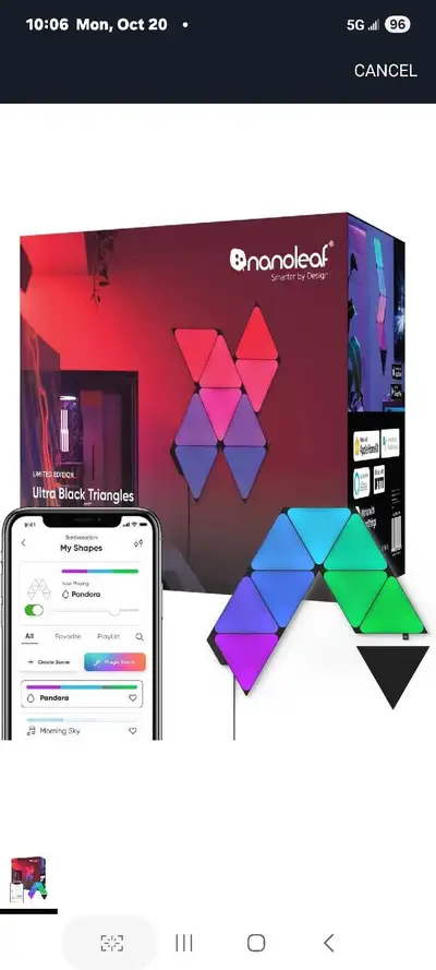 Nanoleaf Shapes WiFi and Thread Smart RGBW 16M+ Color LED Dimmab, View more
